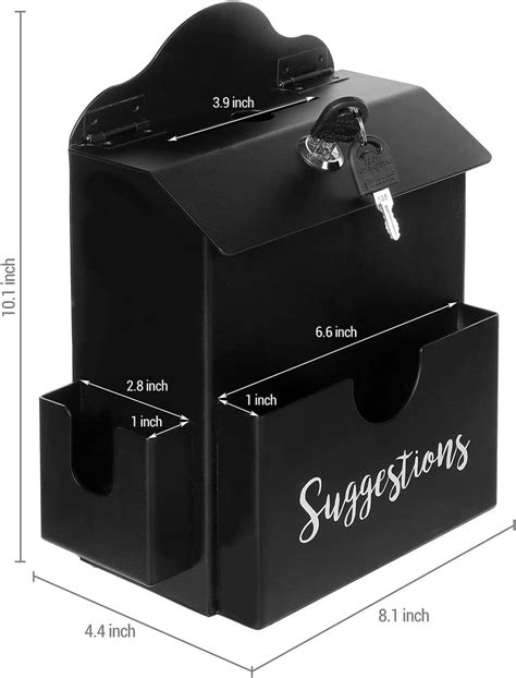 Metal Suggestion Box, Matte Black Wall Mounted or 